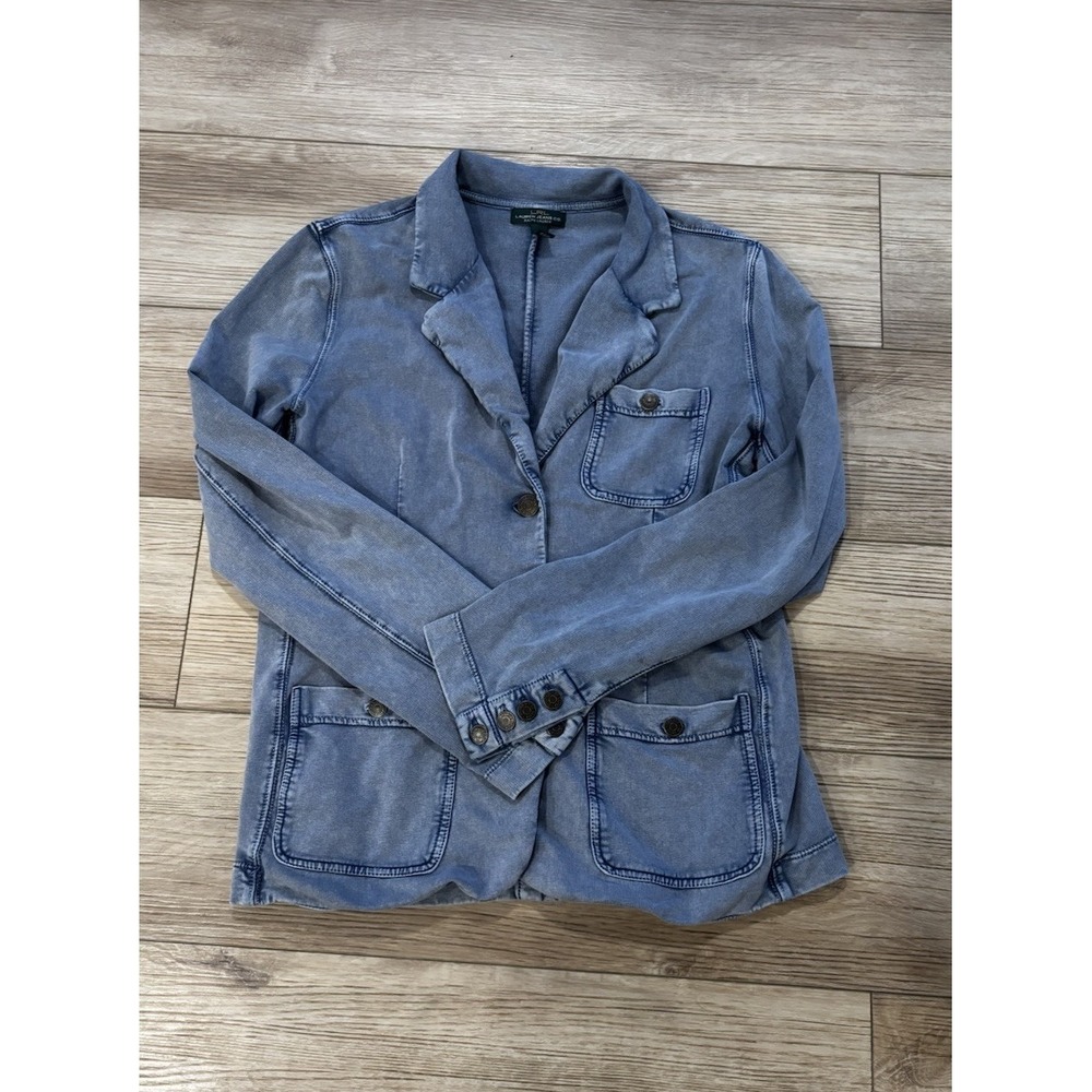 Lauren Ralph Lauren Cotton Denim Blazer Medium Unstructured Quiet Luxury